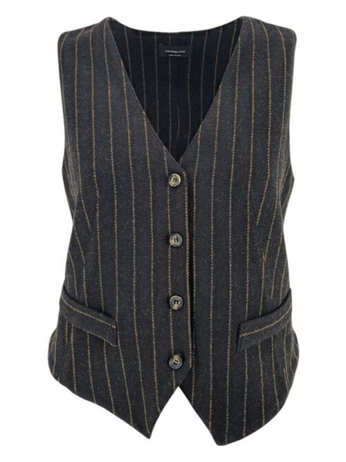 women's vest black and brown pinstriped pattern Good match | AV0209G18